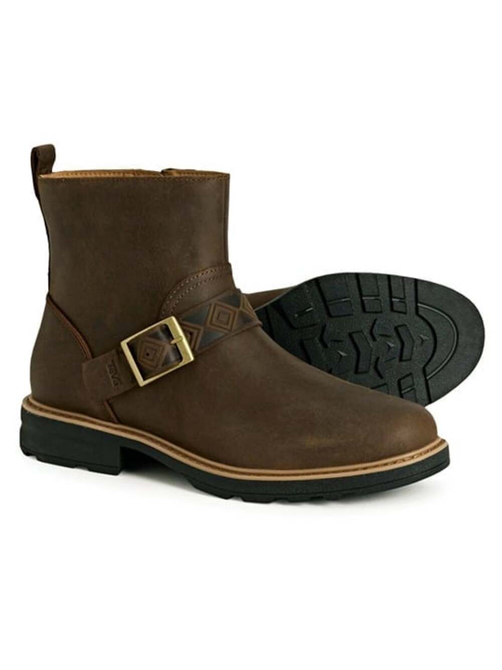 Teva Women's Rowena Block Heel Buckle Booties Bison Size 6.5 (MSRP $170)